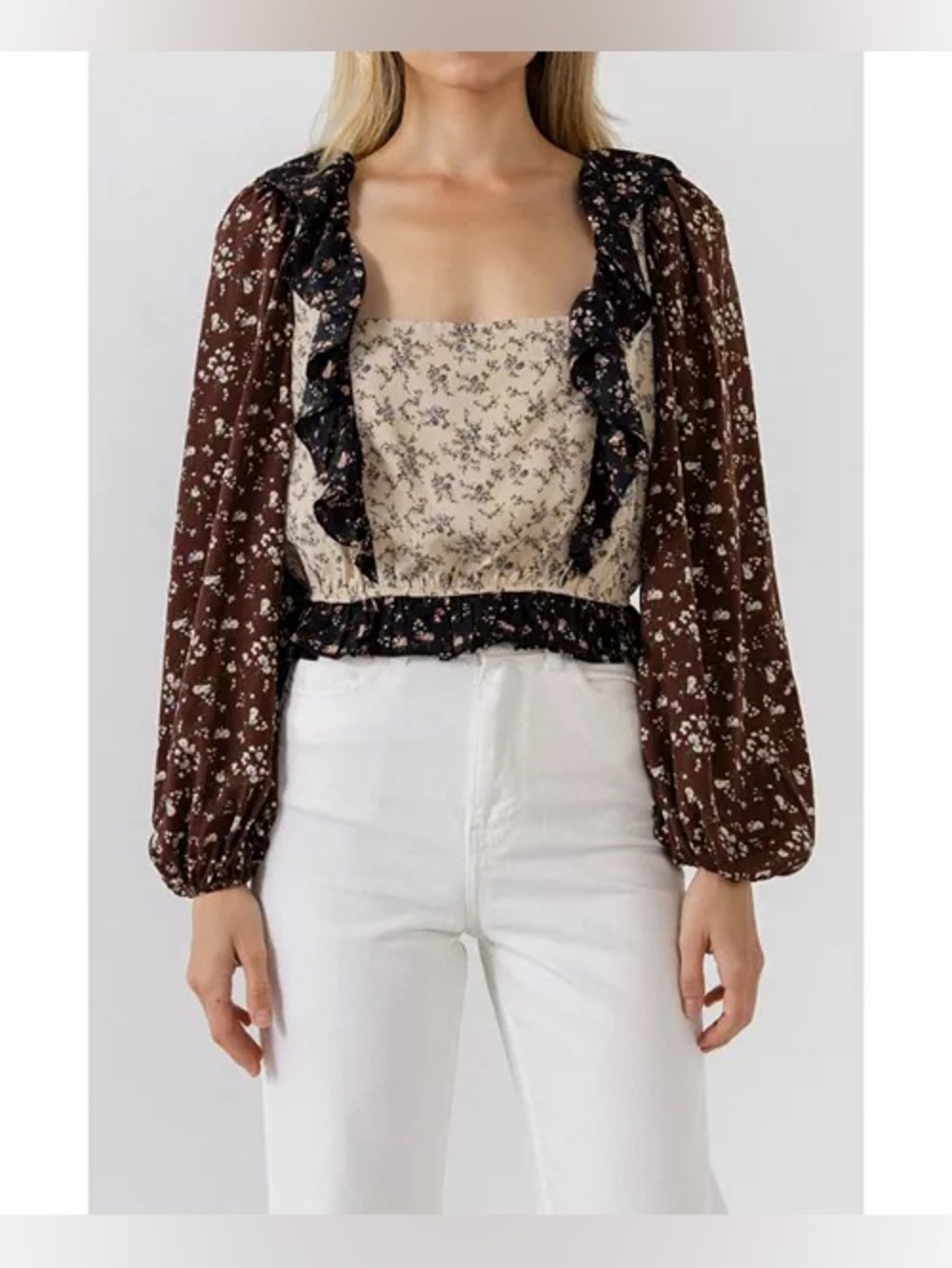 NEW FREE THE ROSES COLOR-BLOCK TOP